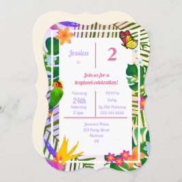 Invitación Elegante Palm Verde Tropical Floral Segundo cumple