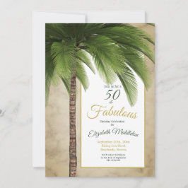 Invitación Elegante palmera 50 y fabuloso cumpleaños moderno