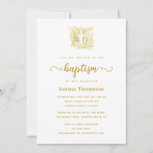 Elegante palo de oro cruz blanca bautismo religios