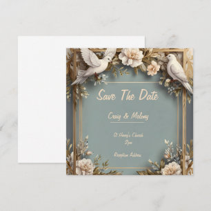 Invitación Elegante paloma blanca y boda de marco floral invi