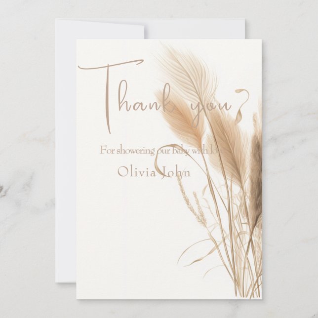 Invitación Elegante Pampas hierba Ducha bebé (Anverso)
