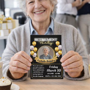 Invitación Elegante pancarta de foto dorada para fiesta de ju