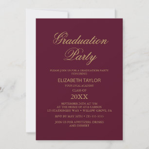 Invitación Elegante papel de oro   Fiesta de graduación de co