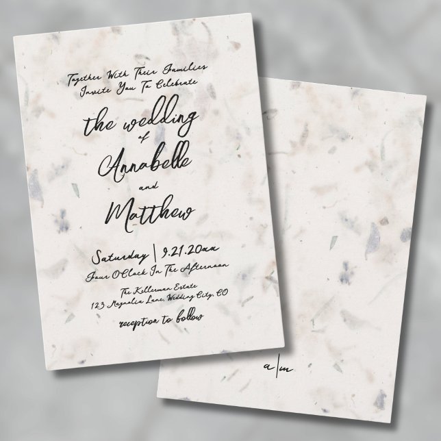 Invitación Elegante Papel de Semilla Escrito a Mano Boda Boho (Elegant Handwritten Seed Paper Boho Wedding Invitation)
