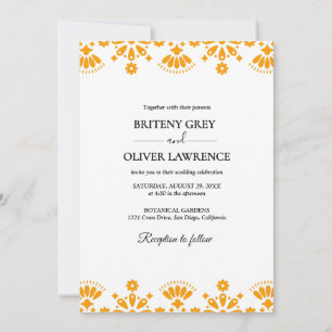 Invitación Elegante Papel Picado dorado para deshierbar