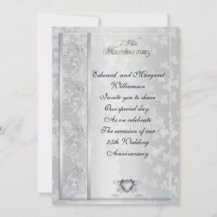 Invitación elegante para 25 aniversario de bodas