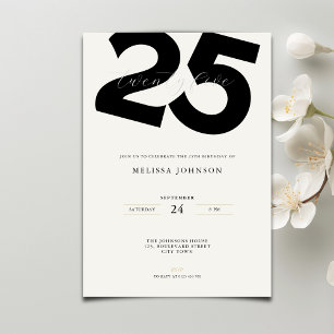 Invitación elegante para 25 cumpleaños - Estilo mi
