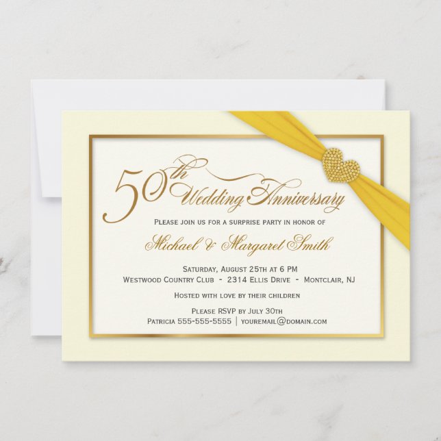 Invitación elegante para 50º aniversario de bodas  (Anverso)