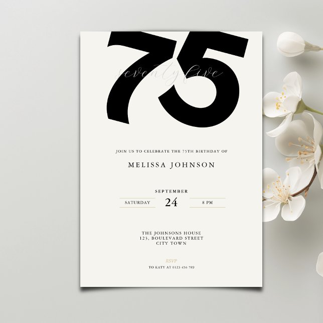 Invitación elegante para 75 cumpleaños - Estilo mi (Subido por el creador)