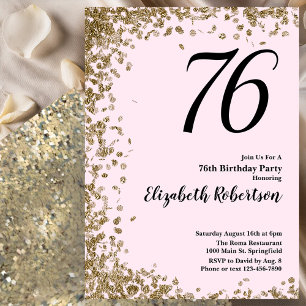 Invitación elegante para 76 cumpleaños con lenteju