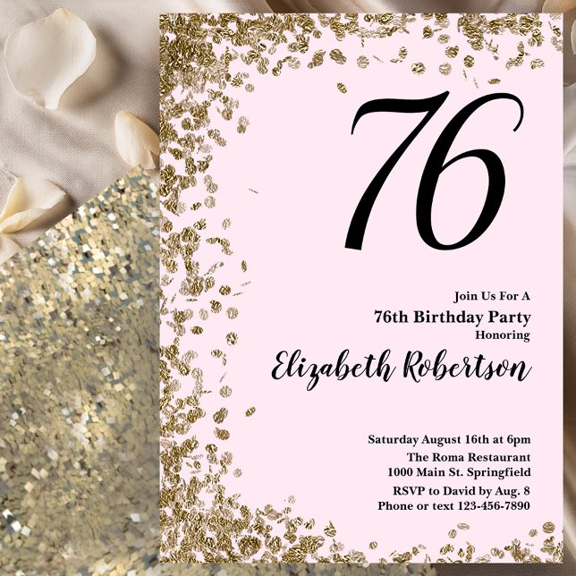 Invitación elegante para 76 cumpleaños con lenteju (Subido por el creador)
