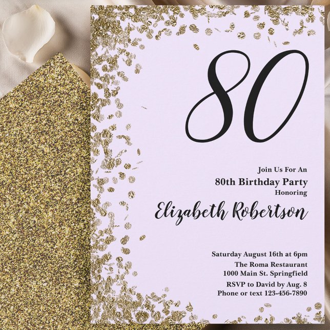 Invitación elegante para 80 cumpleaños con lenteju (Subido por el creador)