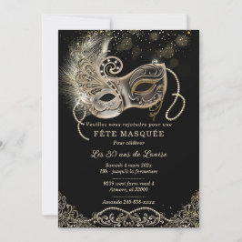 Invitación Elegante para Aniversario de Fiesta de Máscaras