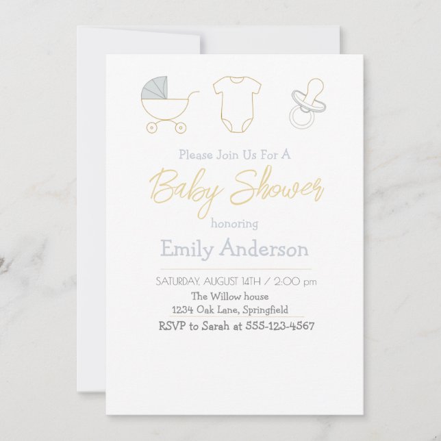 Invitación elegante para baby shower (Anverso)