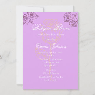 Invitación elegante para baby shower Baby in Bloom