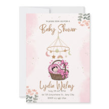 Invitación elegante para baby shower con acuarela