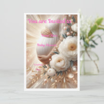 Invitación elegante para baby shower con diseño fl