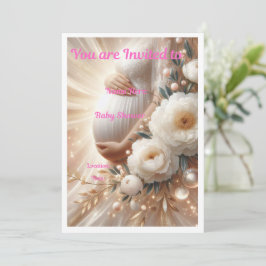 Invitación elegante para baby shower con diseño fl