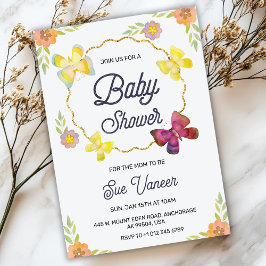 Invitación elegante para baby shower con diseño fl