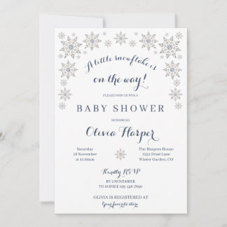 Invitación elegante para baby shower de copo de ni