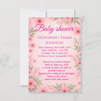 Invitación elegante para baby shower de niñas