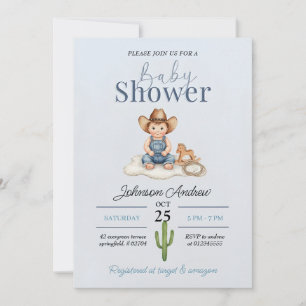 Invitación elegante para baby shower de vaquero