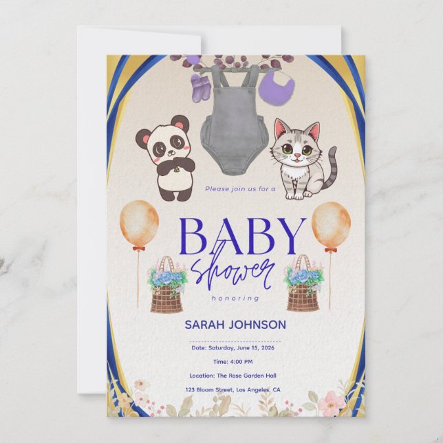 Invitación elegante para baby shower | Minimalista (Anverso)