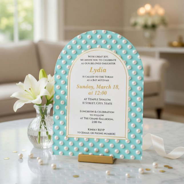 Invitación elegante para Bat Mitzvah Perla (Subido por el creador)