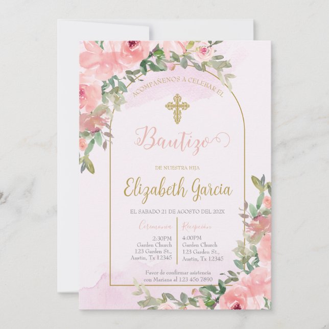 Invitación elegante para bautismo (Anverso)