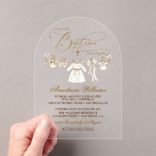 Invitación elegante para bautizo de niña