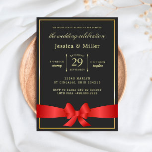 Invitación elegante para bodas con boleto y cinta