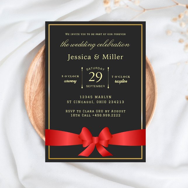 Invitación elegante para bodas con boleto y cinta  (Subido por el creador)