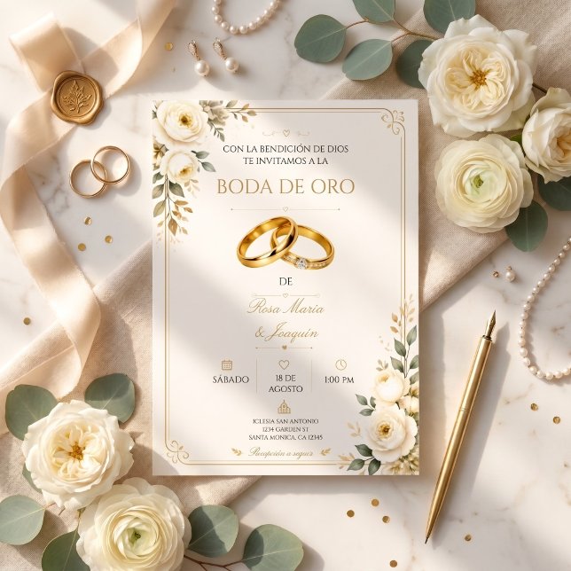 Invitación Elegante para Bodas de Oro 50 Aniversar (Subido por el creador)