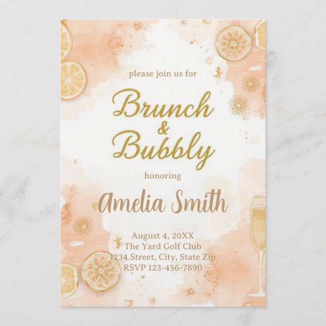 Invitación elegante para Brunch y burbujas - Meloc (Anverso)