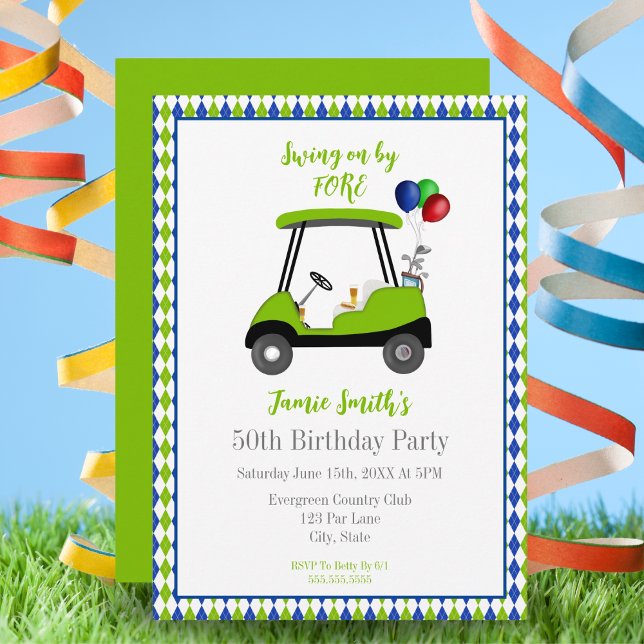 Invitación elegante para carrito de golf para homb (Subido por el creador)