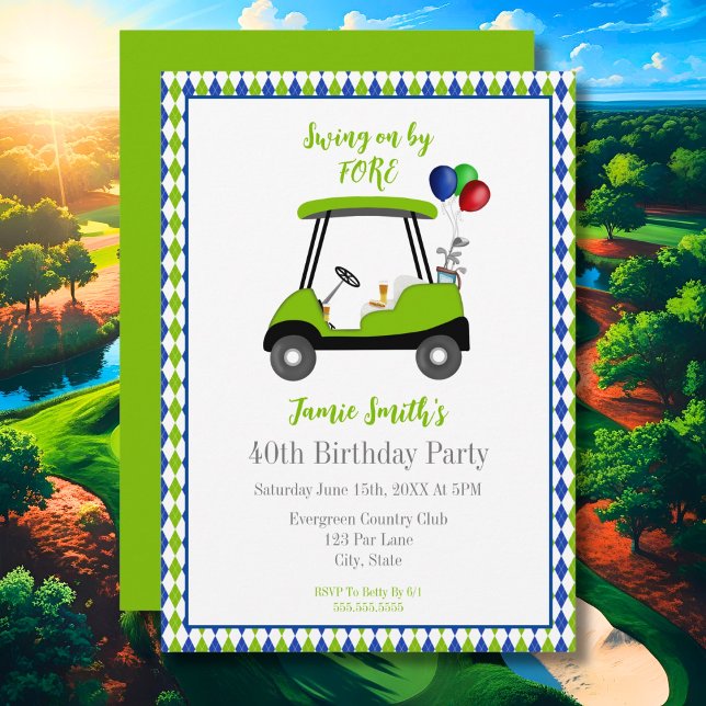 Invitación elegante para carrito de golf para homb (Subido por el creador)
