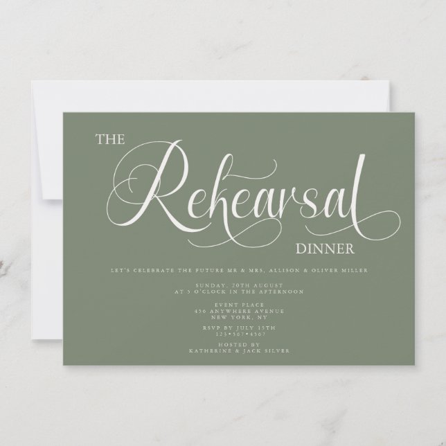 Invitación elegante para cena de ensayo (Anverso)