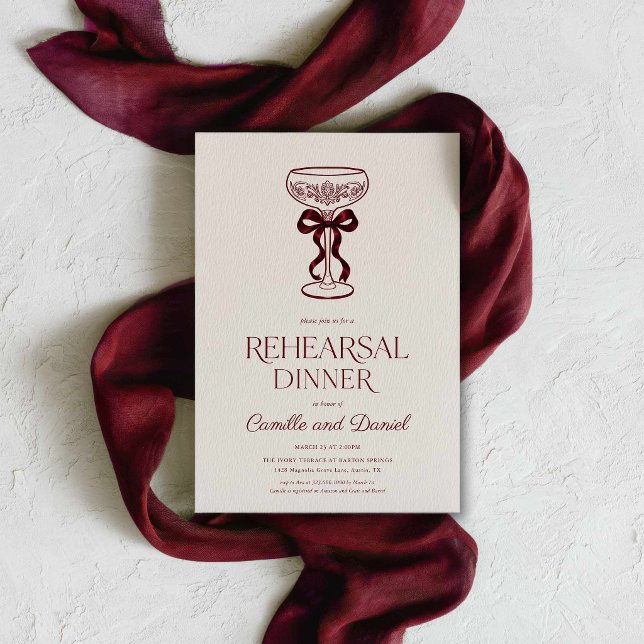 Invitación elegante para cena de ensayo con champá (Champagne Rehearsal Dinner Invitation )