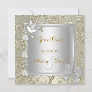 Invitación Elegante para cualquier evento damasco de oro plat