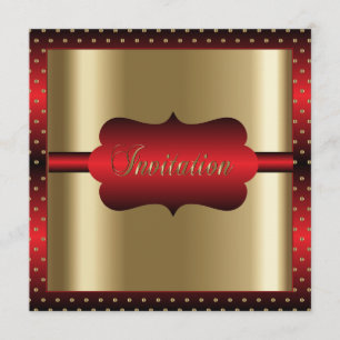 Invitación Elegante para cualquier ocasión   Rojo y dorado