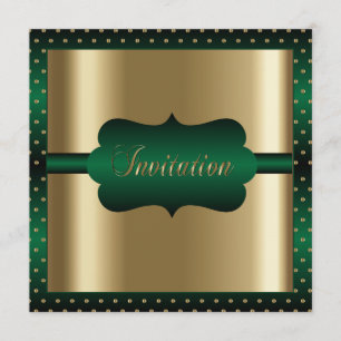 Invitación Elegante para cualquier ocasión Verde y dorado