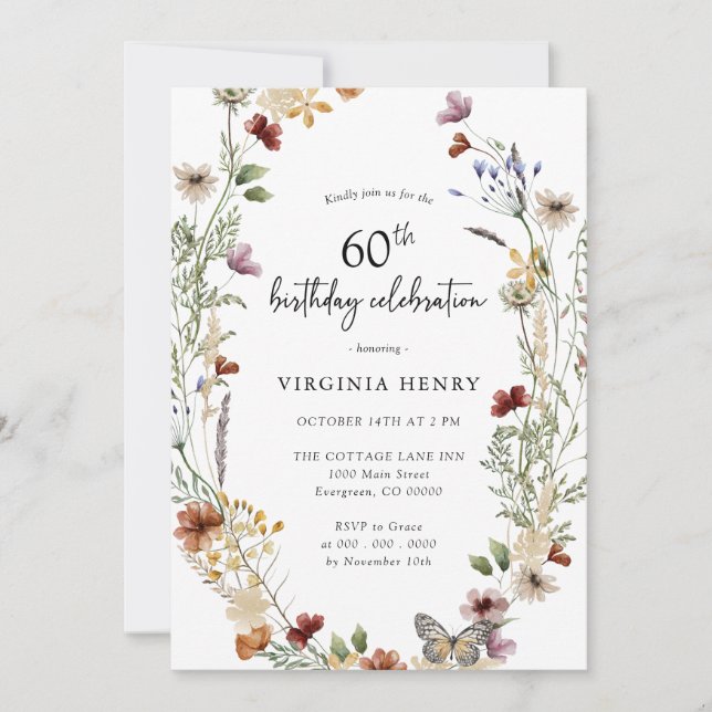 Invitación elegante para cumpleaños 60 (Anverso)