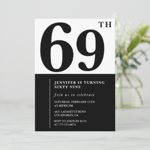 Invitación elegante para cumpleaños 69 de mujer ne
