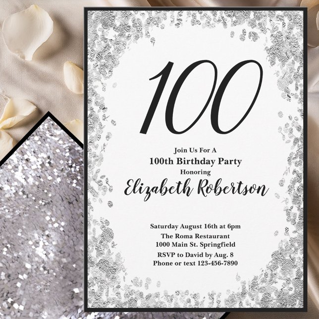 Invitación elegante para cumpleaños número 100 en  (Subido por el creador)