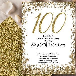 Invitación elegante para cumpleaños número 100 neg