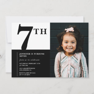 Invitación elegante para cumpleaños número 7 Chica