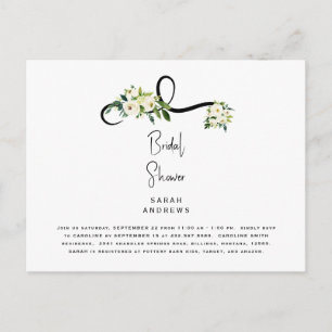 Invitación elegante para ducha de novia floral bla