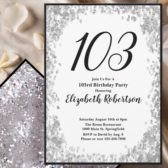 Invitación elegante para el 103 cumpleaños en plat (Subido por el creador)