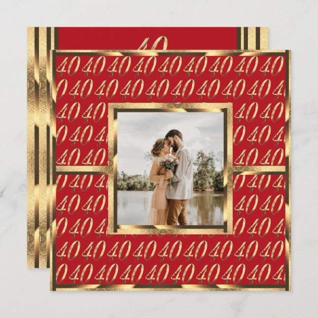 Invitación elegante para el 40º aniversario de bod (Anverso / Reverso)