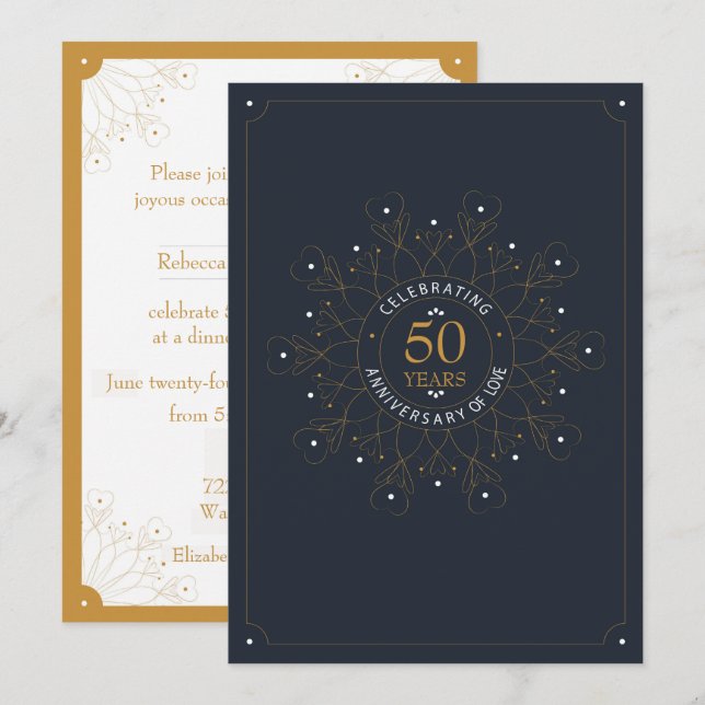Invitación elegante para el 50º aniversario (Anverso / Reverso)